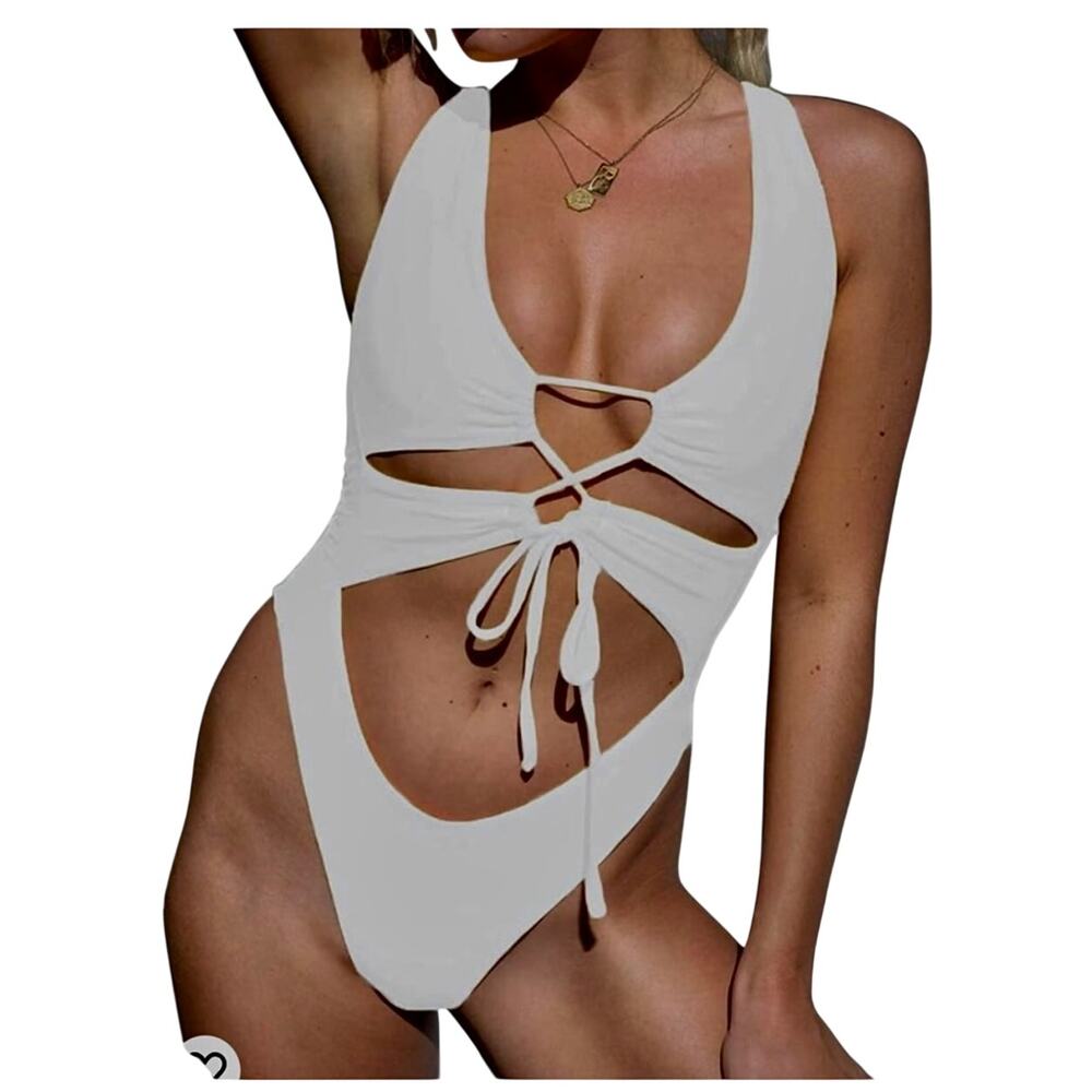 CHYRII small cutout lace up high cut one piece swimsuit monokini SW 2923